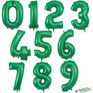 Shaped Green 34" Number Balloon 0-9 - Inflated